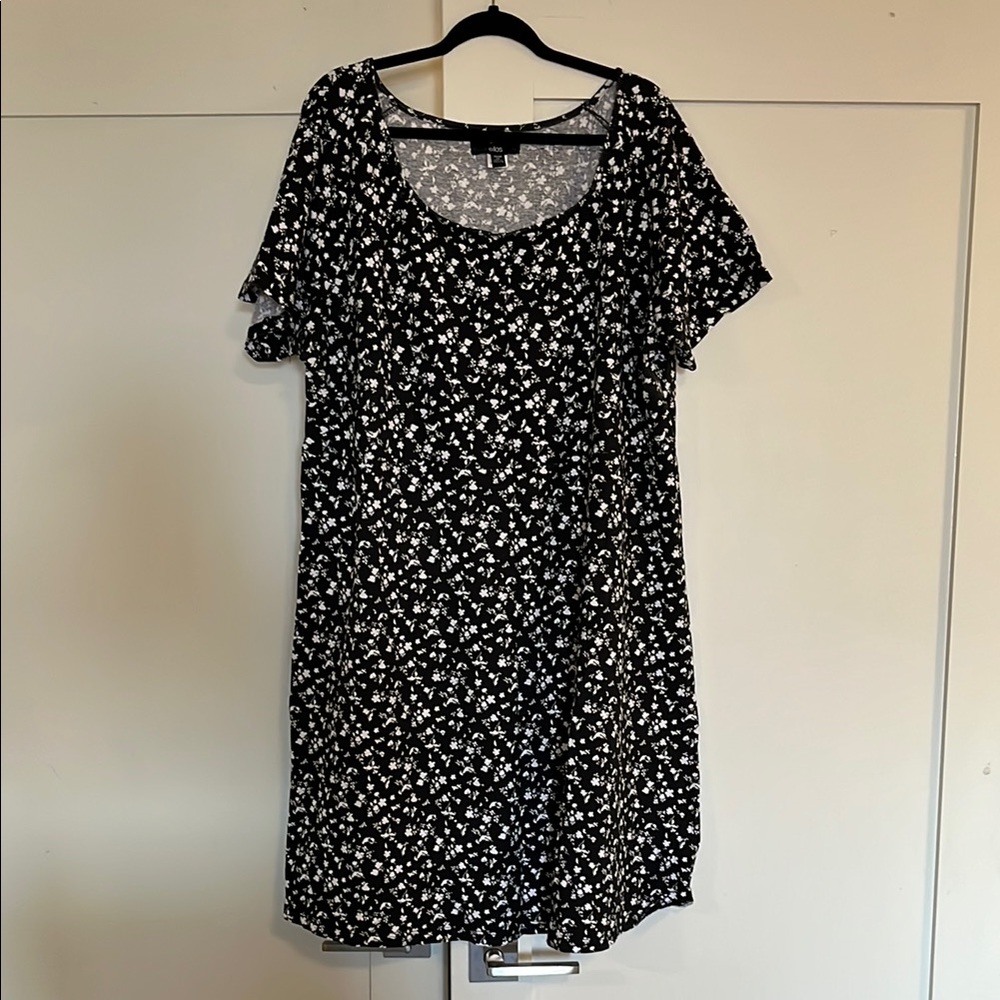 Ellos Floral Black and White Dress, Size 2X (26/28)